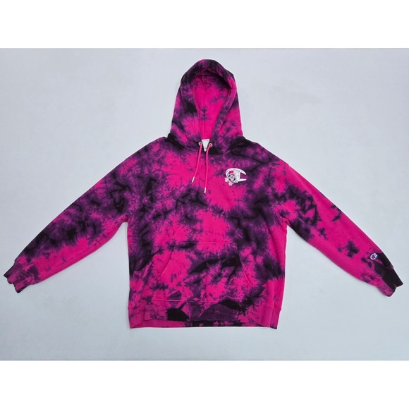 Champion Womens Pink Black Tie Dye Hoodie Sweatshirt XL Rose Logo - Picture 3 of 13